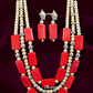 Long Layer Tibetan Stone Necklace With Earrings