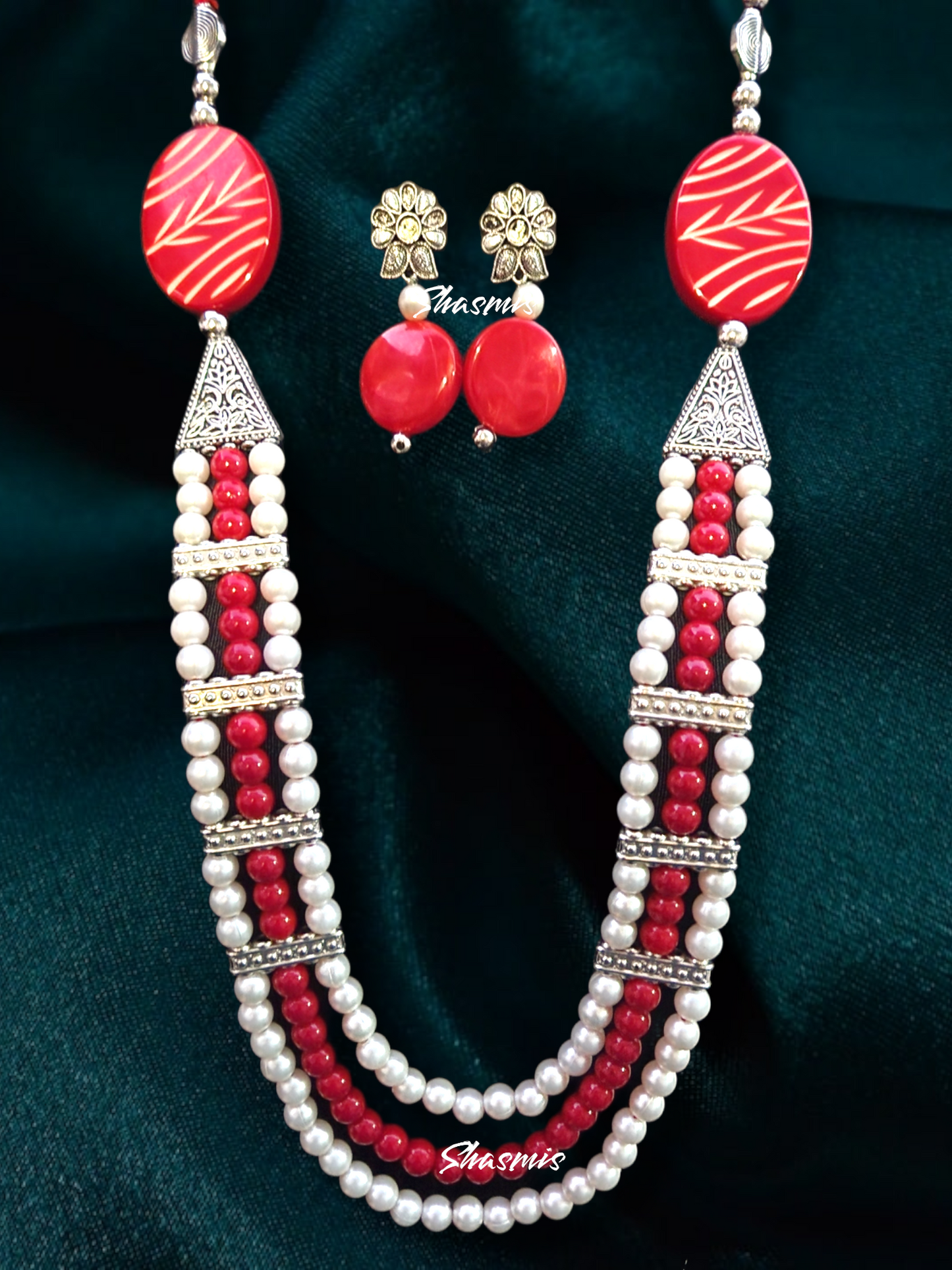 Long Pearl Fashion Tribal Necklace With Earrings