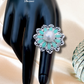 Black Rhinestone With Centre Pearl Ring
