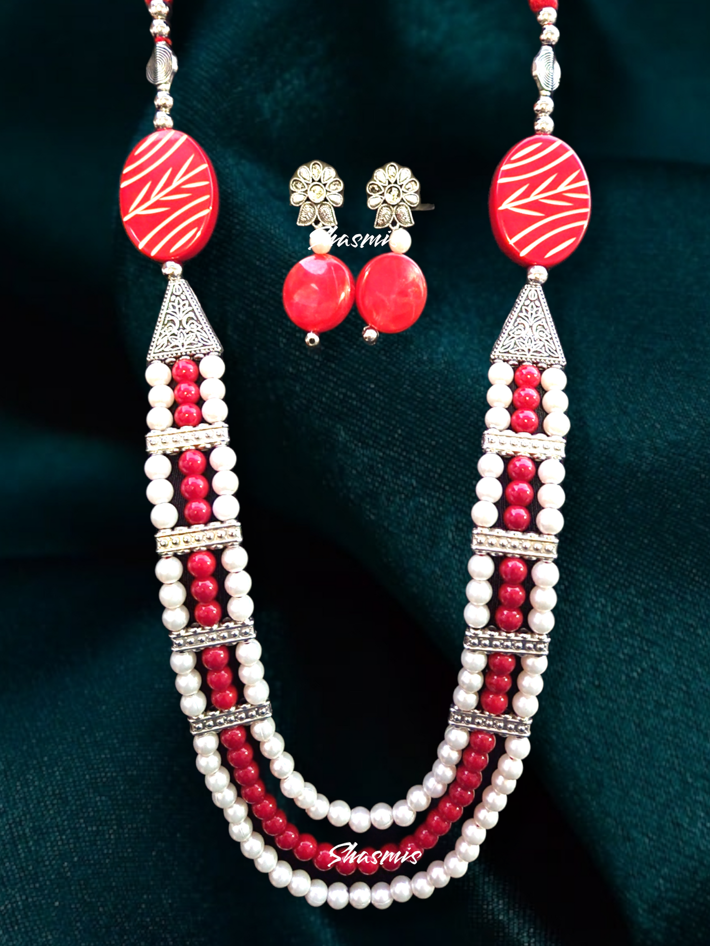 Long Pearl Fashion Tribal Necklace With Earrings