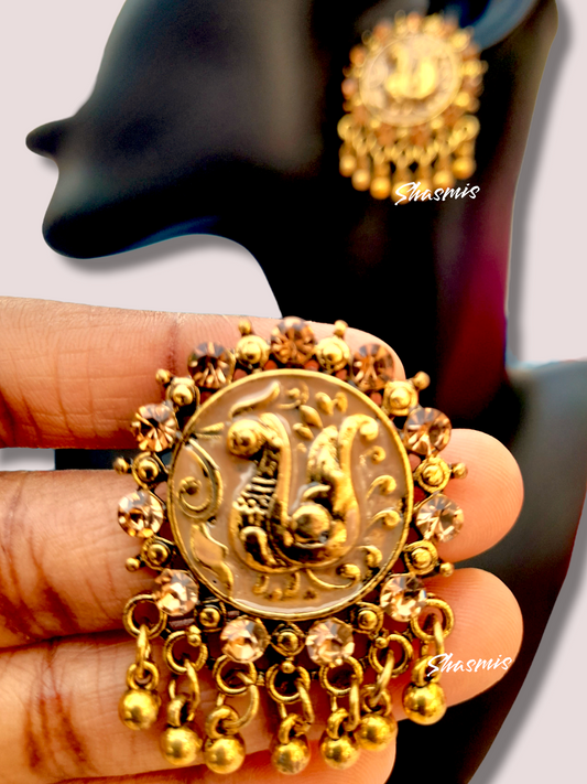 Gold Plated Design With Ghungroo On Drop Earrings