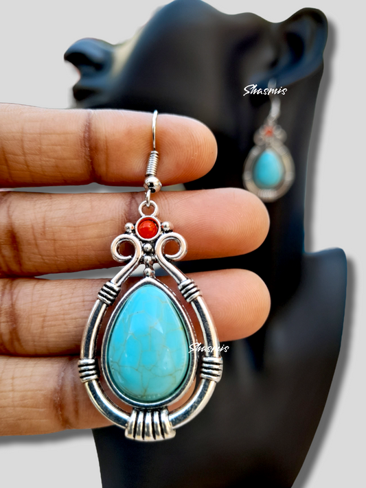 Blue Stone Drop Fashion Earrings