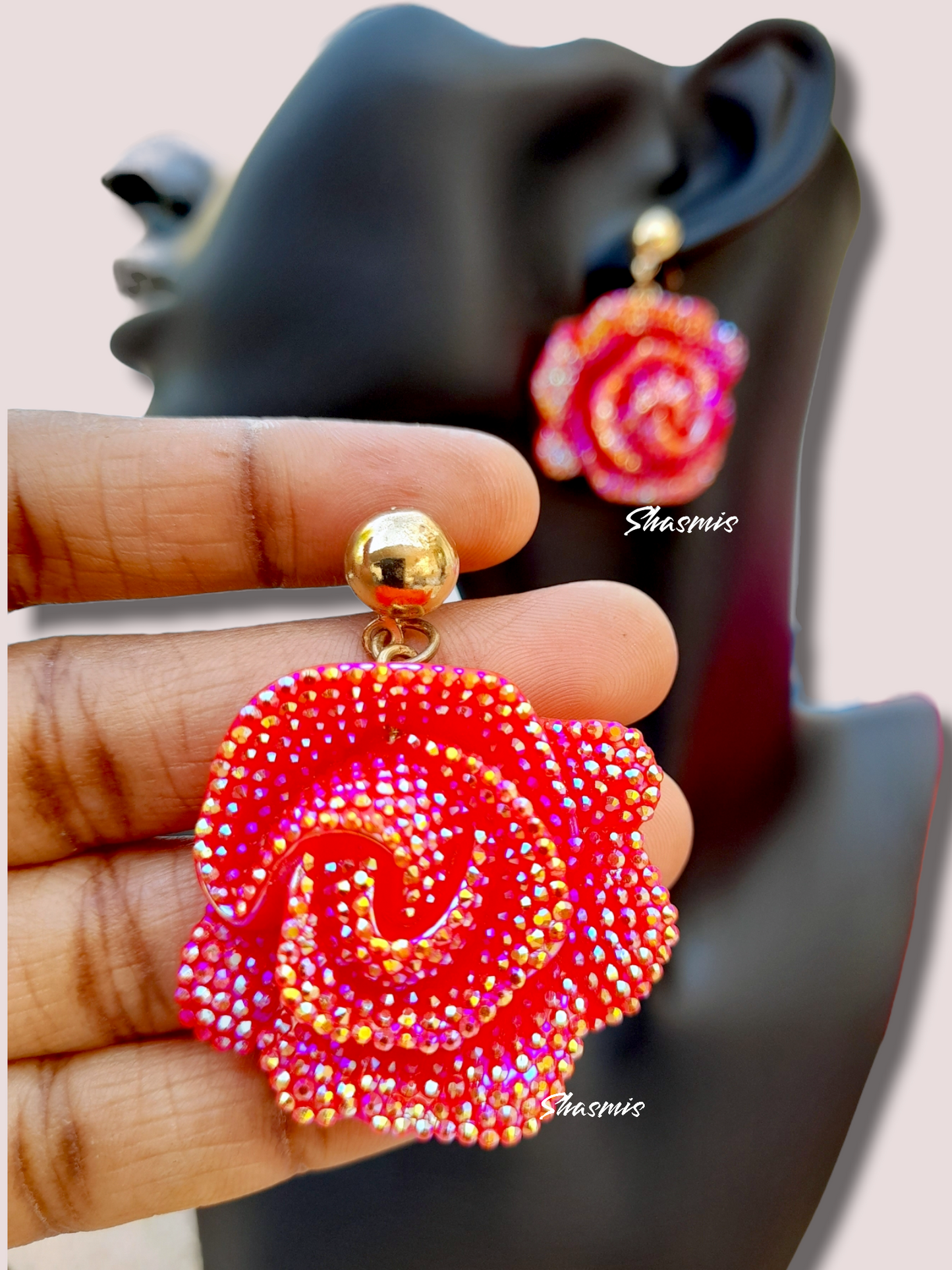 Pink Shining Flower Fashion Earrings