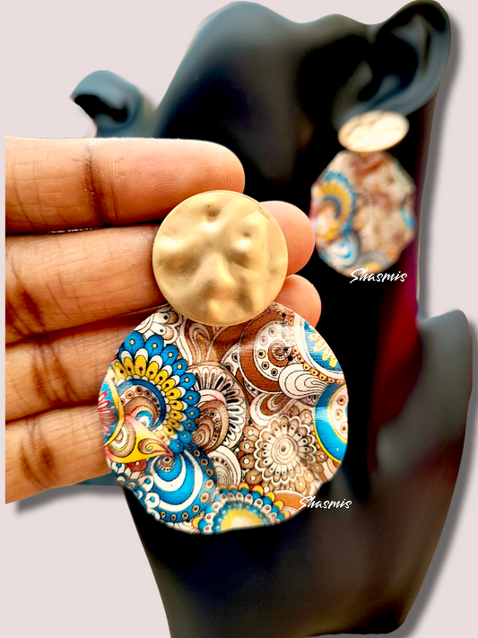 Gold Plated Printed Design Fashion Earrings