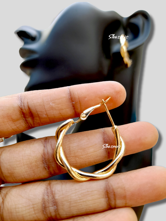 Double Golden Plated Hoop Earrings
