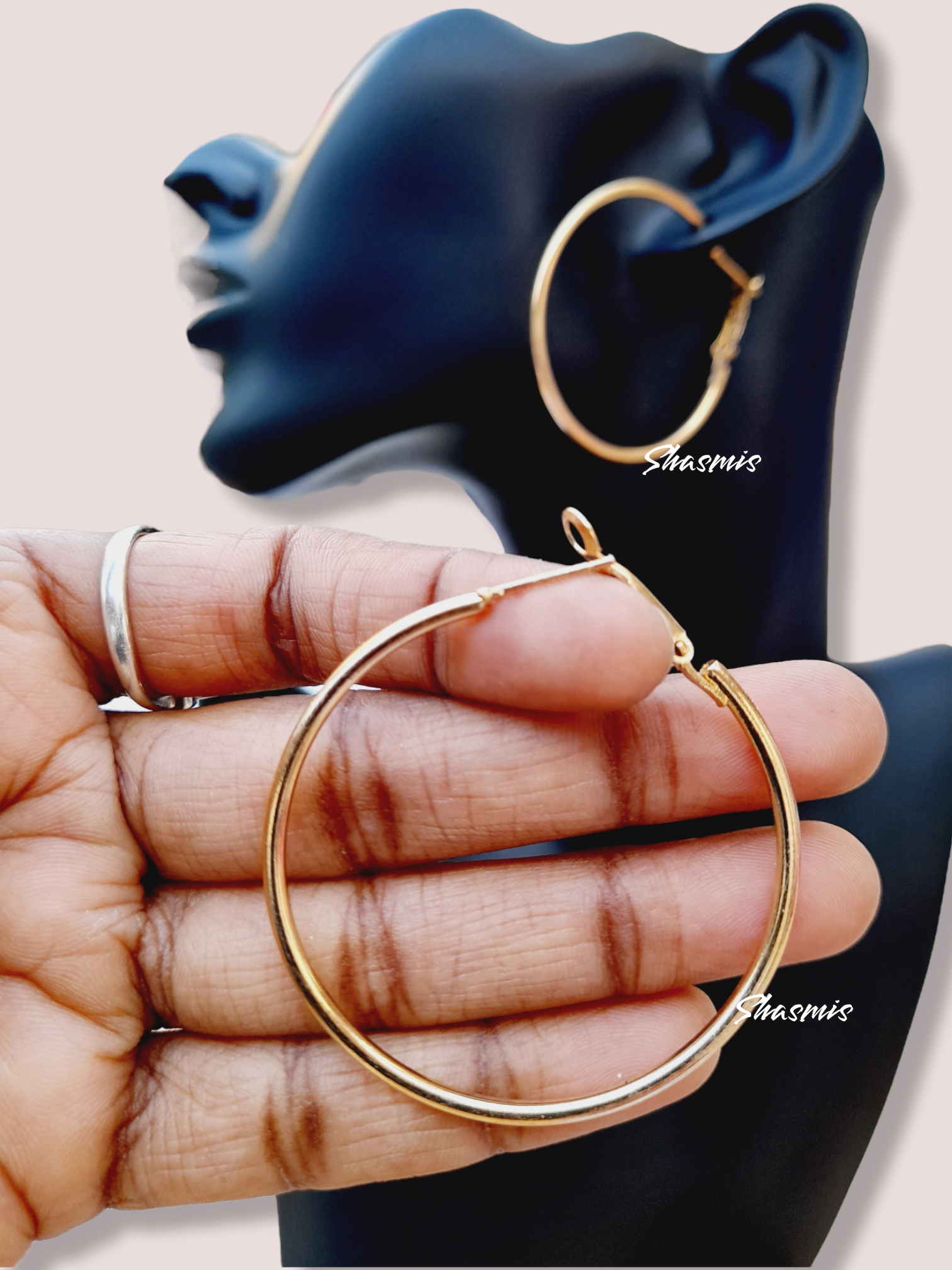 Big Long Hoop Golden Plated Earrings