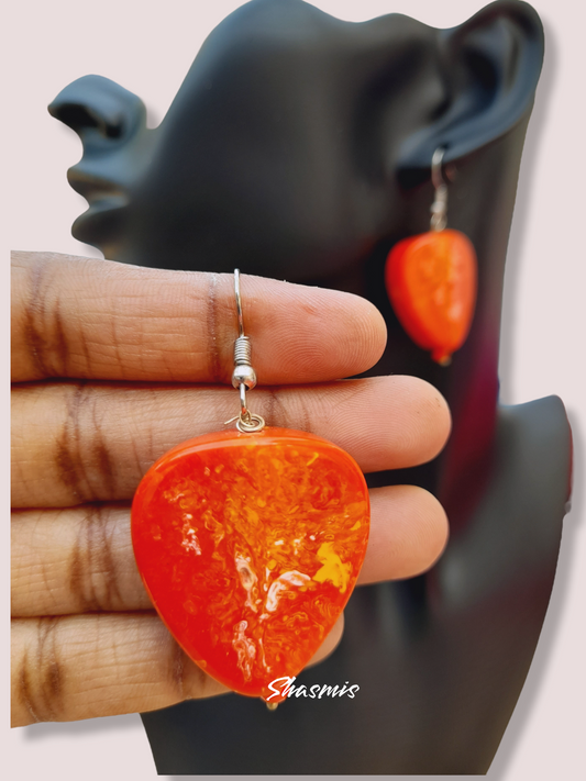 Orange Stone Drop Earrings