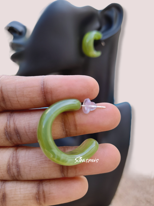 Green Color Hoop Earrings