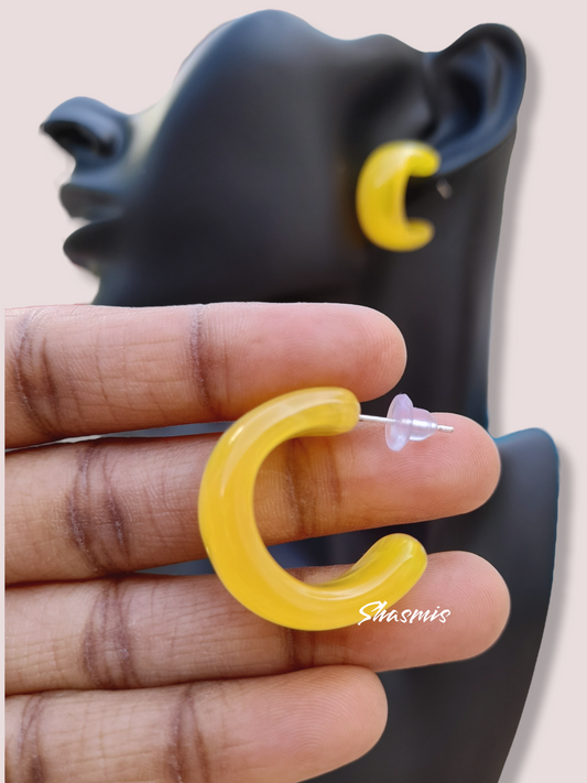 Yellow Color Hoop Earrings