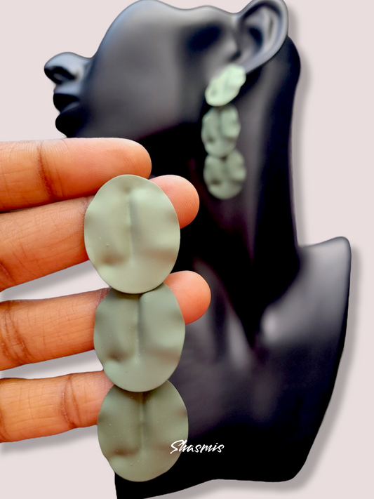 Grey Matt Finish Long Drop Fusion Earrings