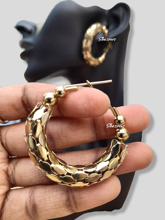 Gold Plated Snake Design Hoop Earrings
