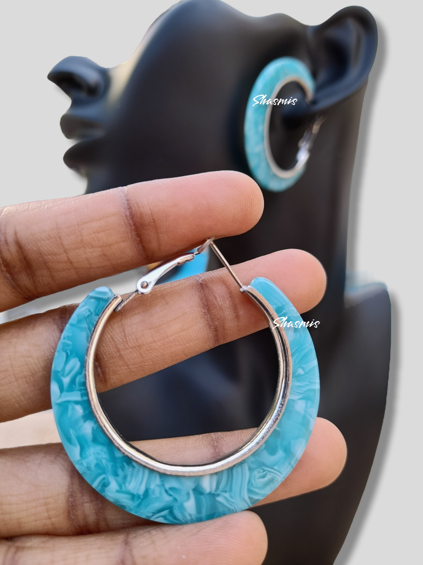 Sky Blue Color Big Hoop Earrings