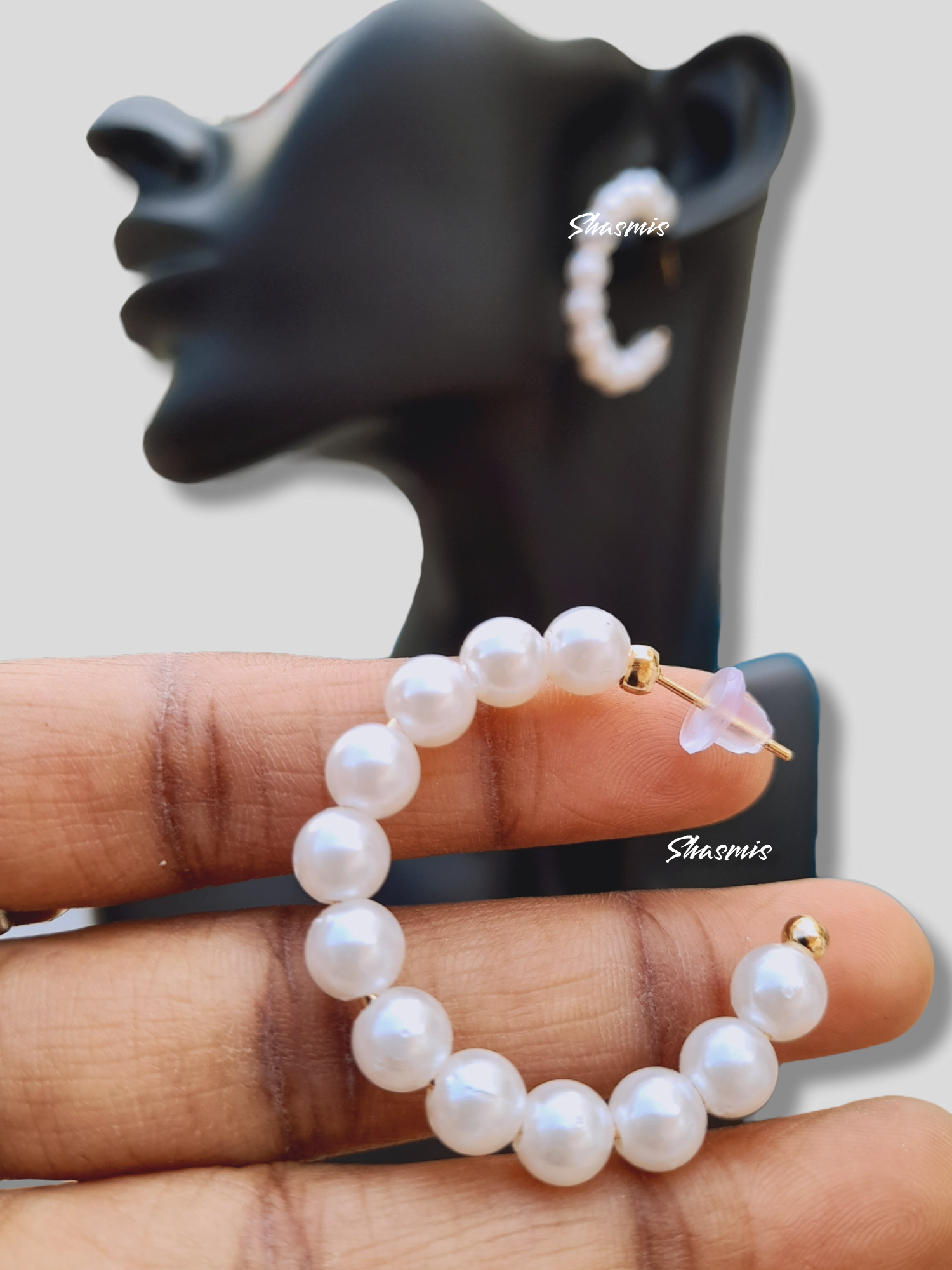 Pearl Wide Hoop Earrings