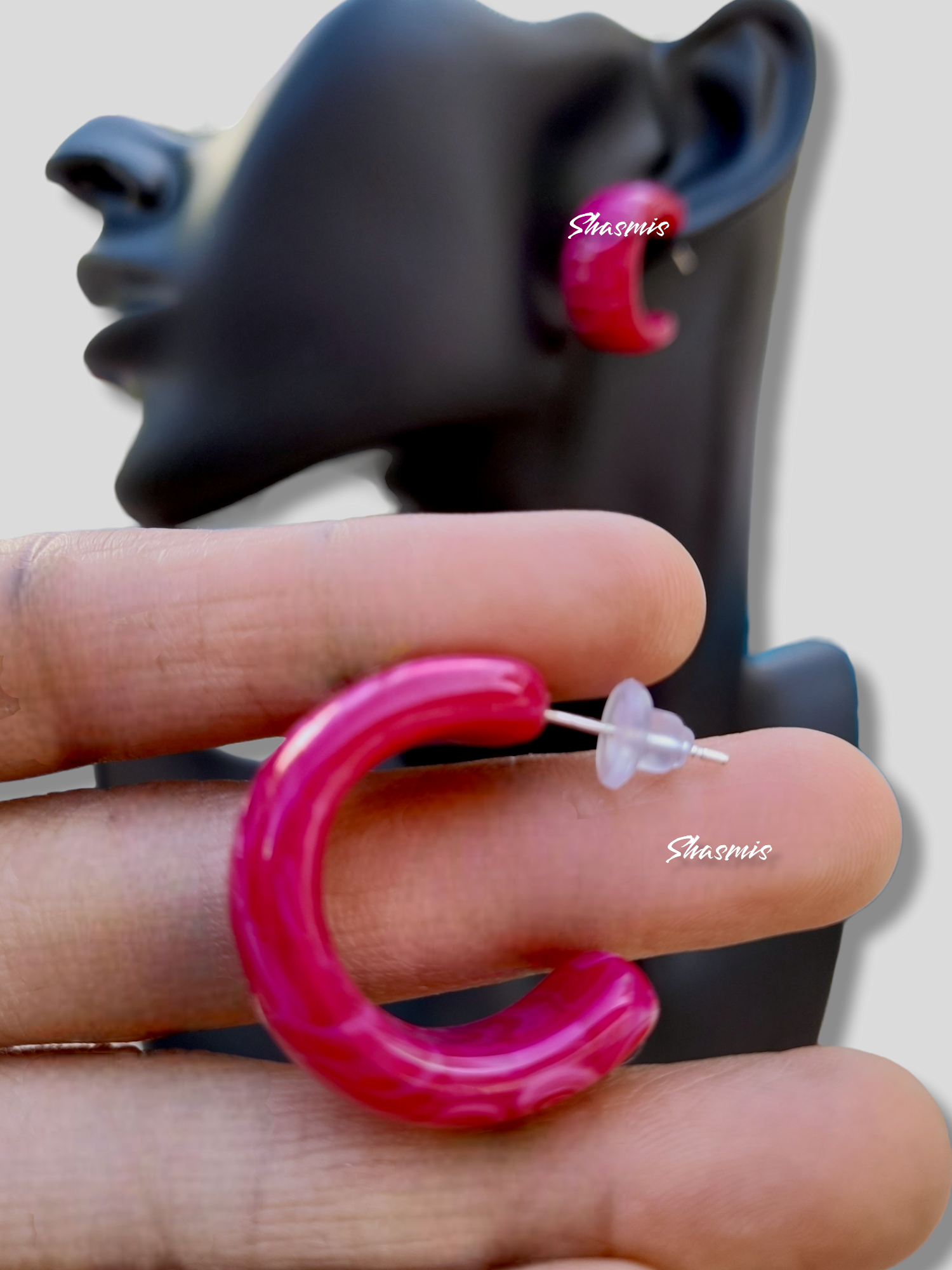 Pink Color Small Hoop Earrings