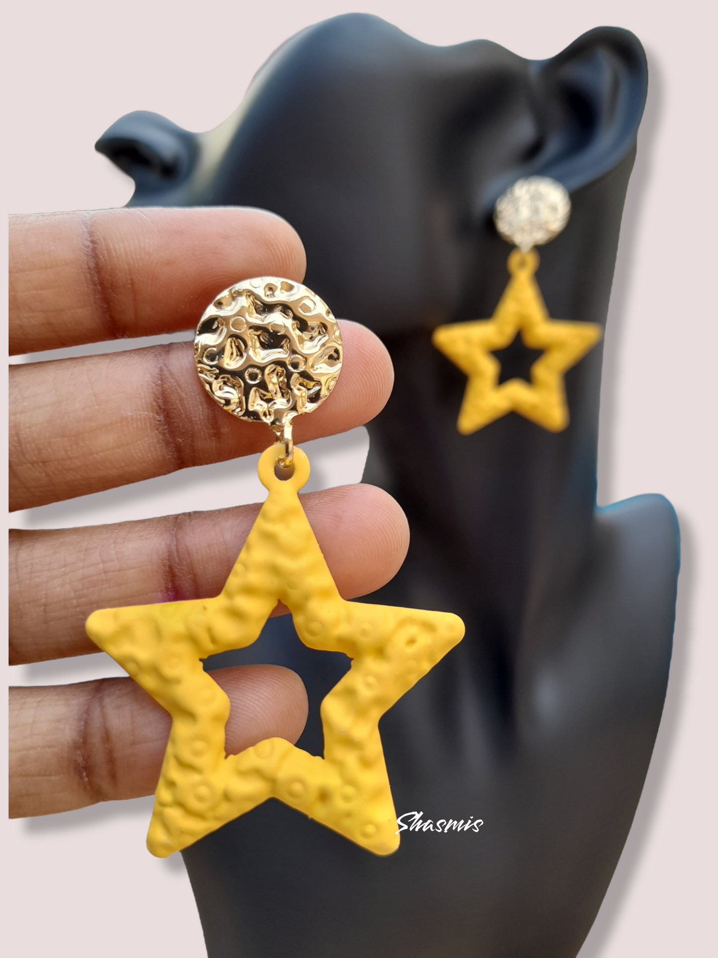 Yellow Color Star Design Fashion Earrings
