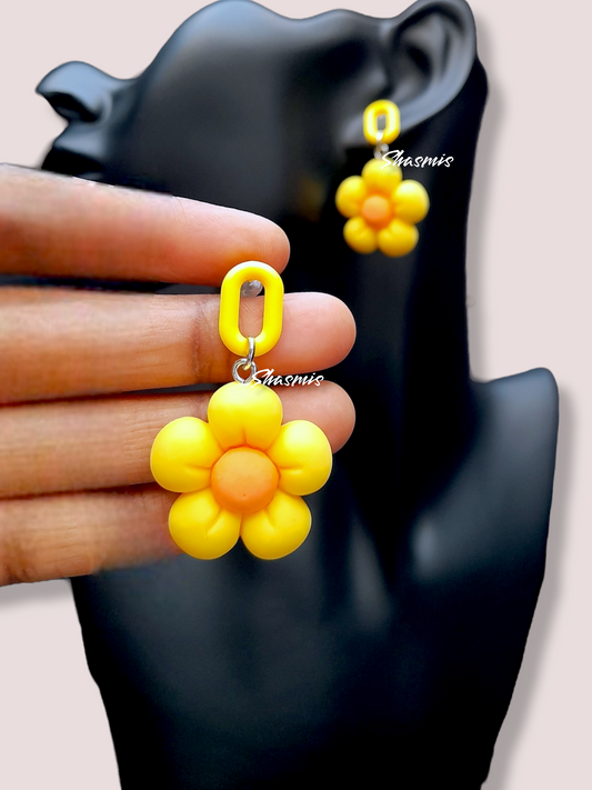 Yellow Color Sunflower Earrings