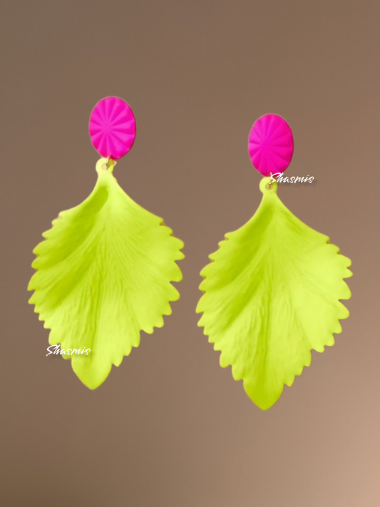 Neon Color Leaf Fashion Earrings