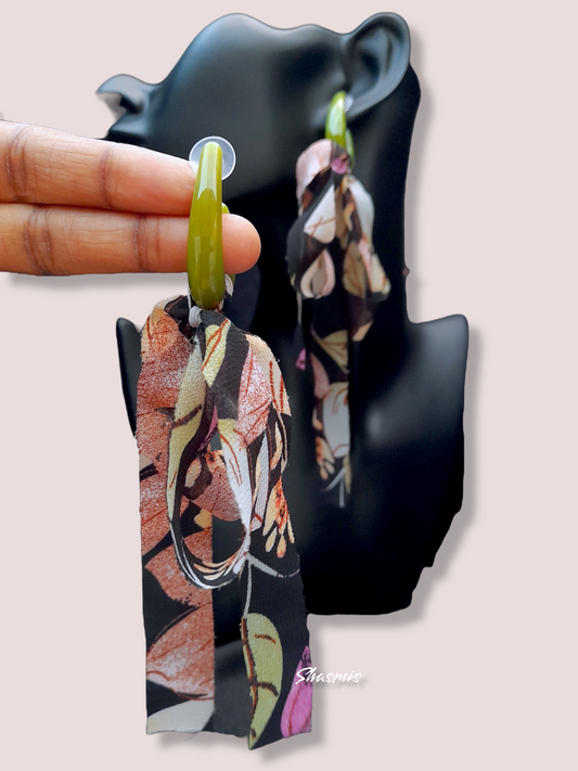 Green Color Cloth Earrings