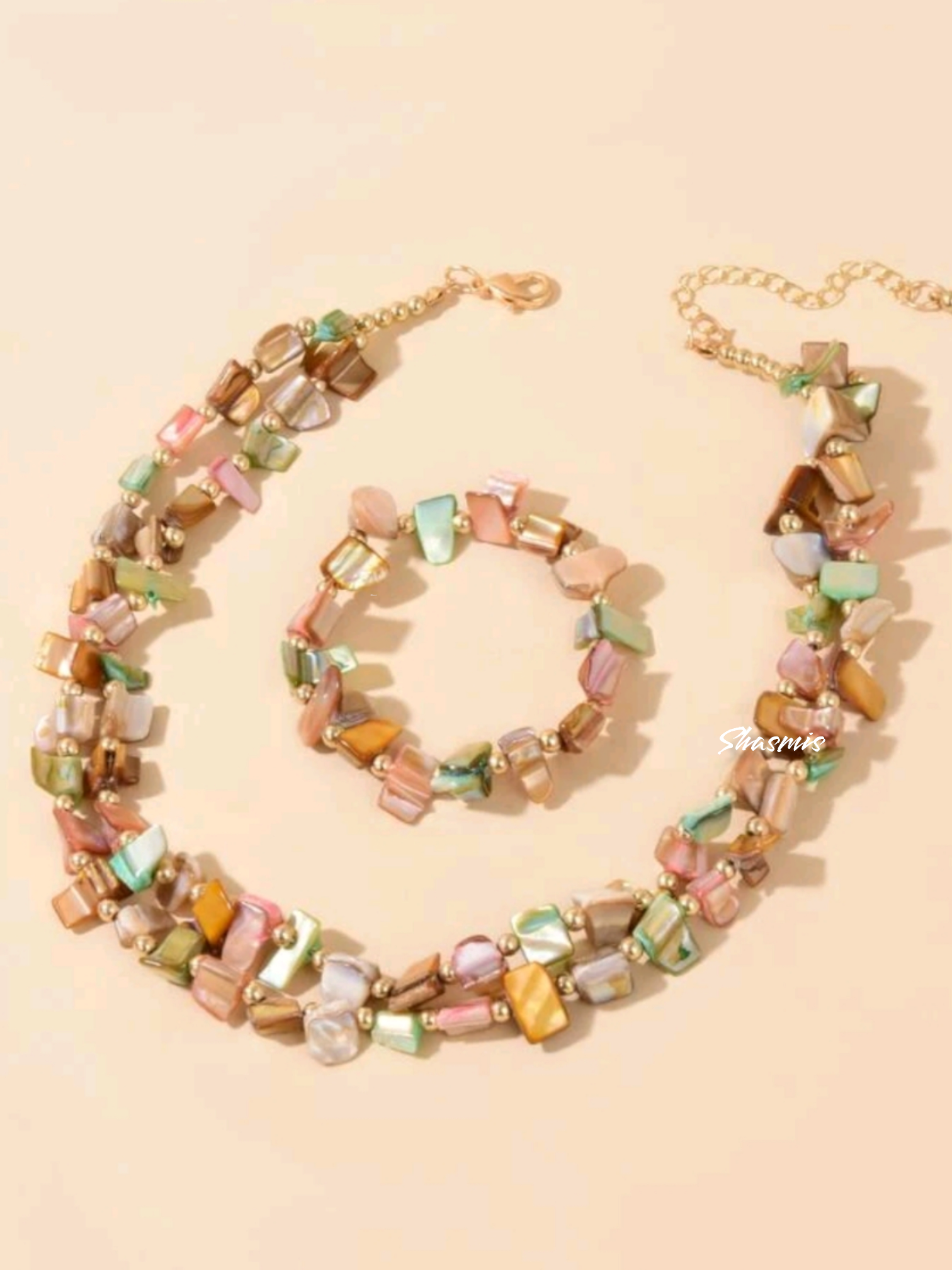 multi color Stones Double Layer Necklace 