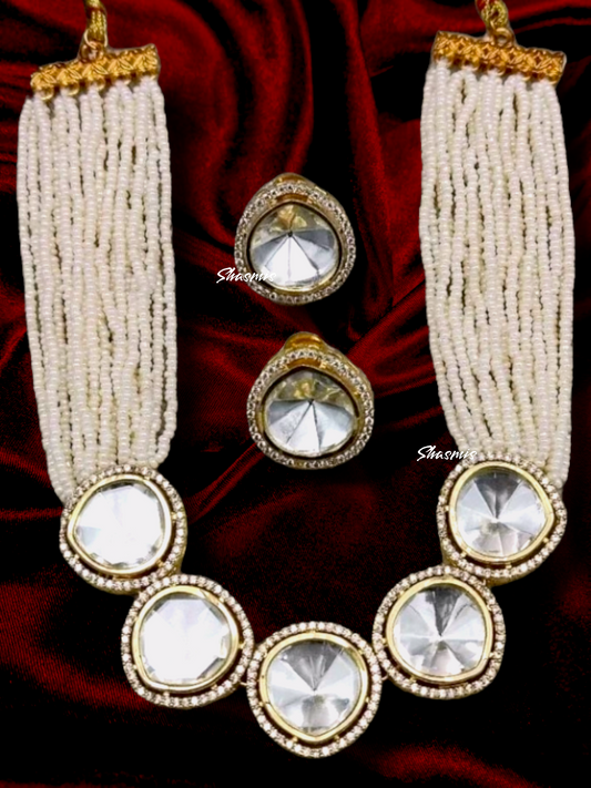 Polki Kundan Necklace with Earrings