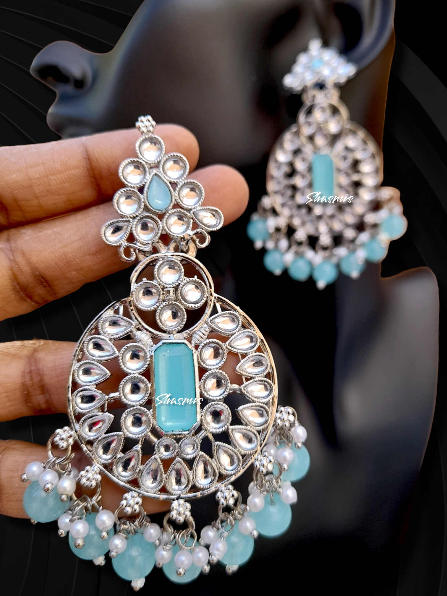 Drop jhumka earrings deals