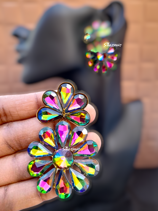 Multi color Flower Design Pretro Earrings