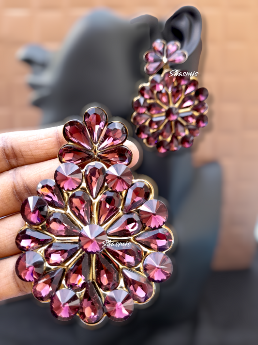 Wine Color Pretro Earrings