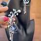 Silver Leaf Design With Ghungroo On Drop Ear cuff, Both The Ears
