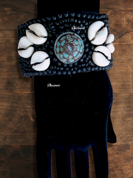 Blue Color Sea Shell Wide Bracelets
