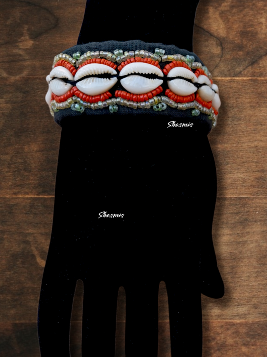 Red Color Beads With Sea Shell Design Bracelets