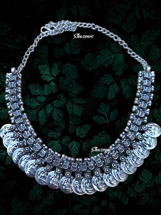 Coin Silver Oxidised Necklace 
