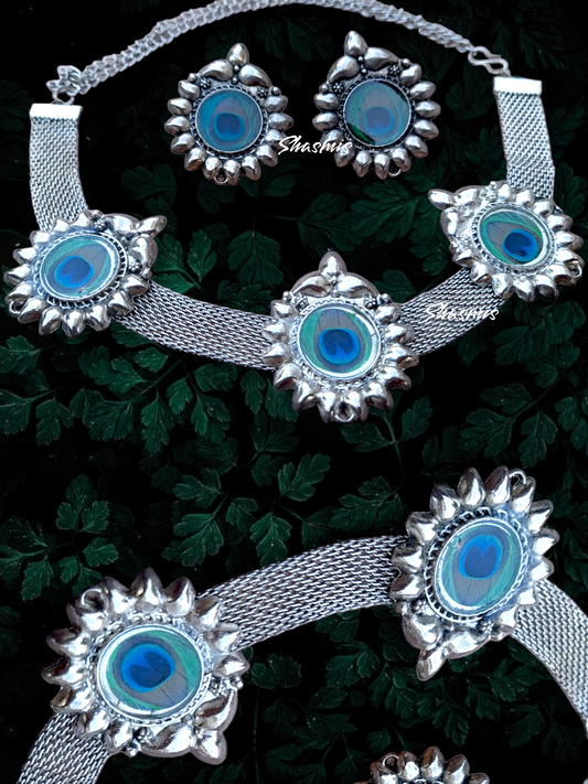Peacock Feather Statement Necklace