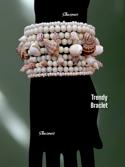 Seashell and White Beads Bracelets