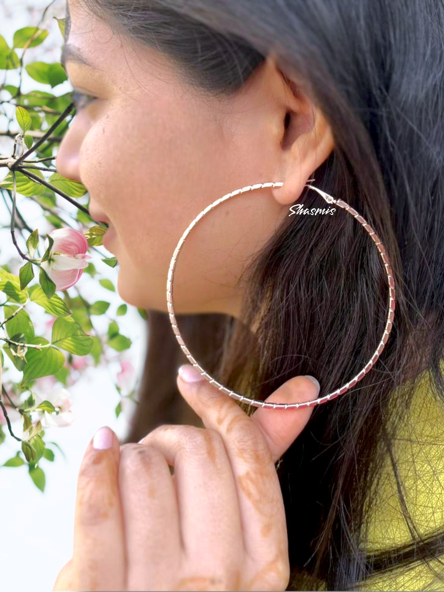 Big Rose Gold Hoop Design Earrings