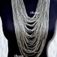 Silver Long Layer African Beads Necklace 