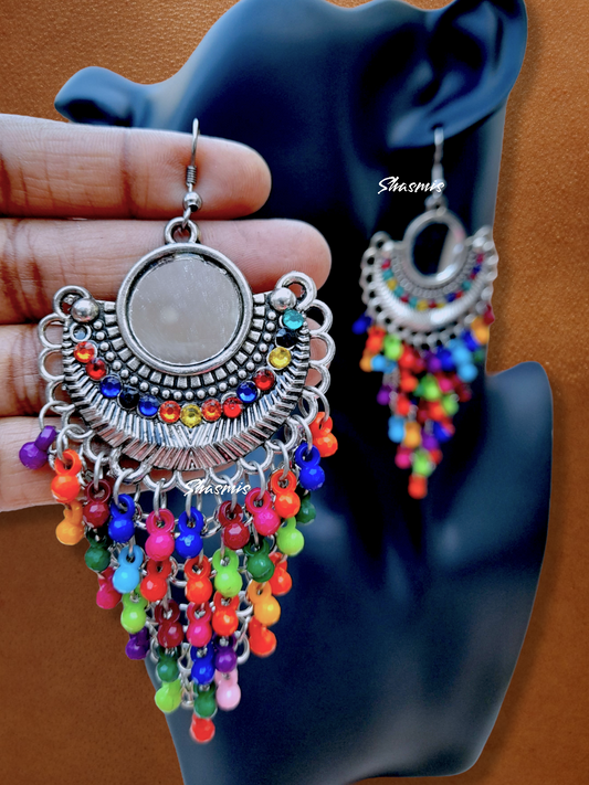 Rama Blue Stone With Golden Design Tear Drop Rings