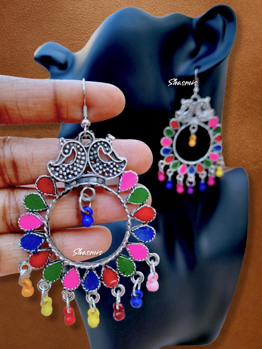 Rama Blue Stone With Golden Design Tear Drop Rings