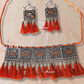 Silver Statement Tassel Necklace With Earrings
