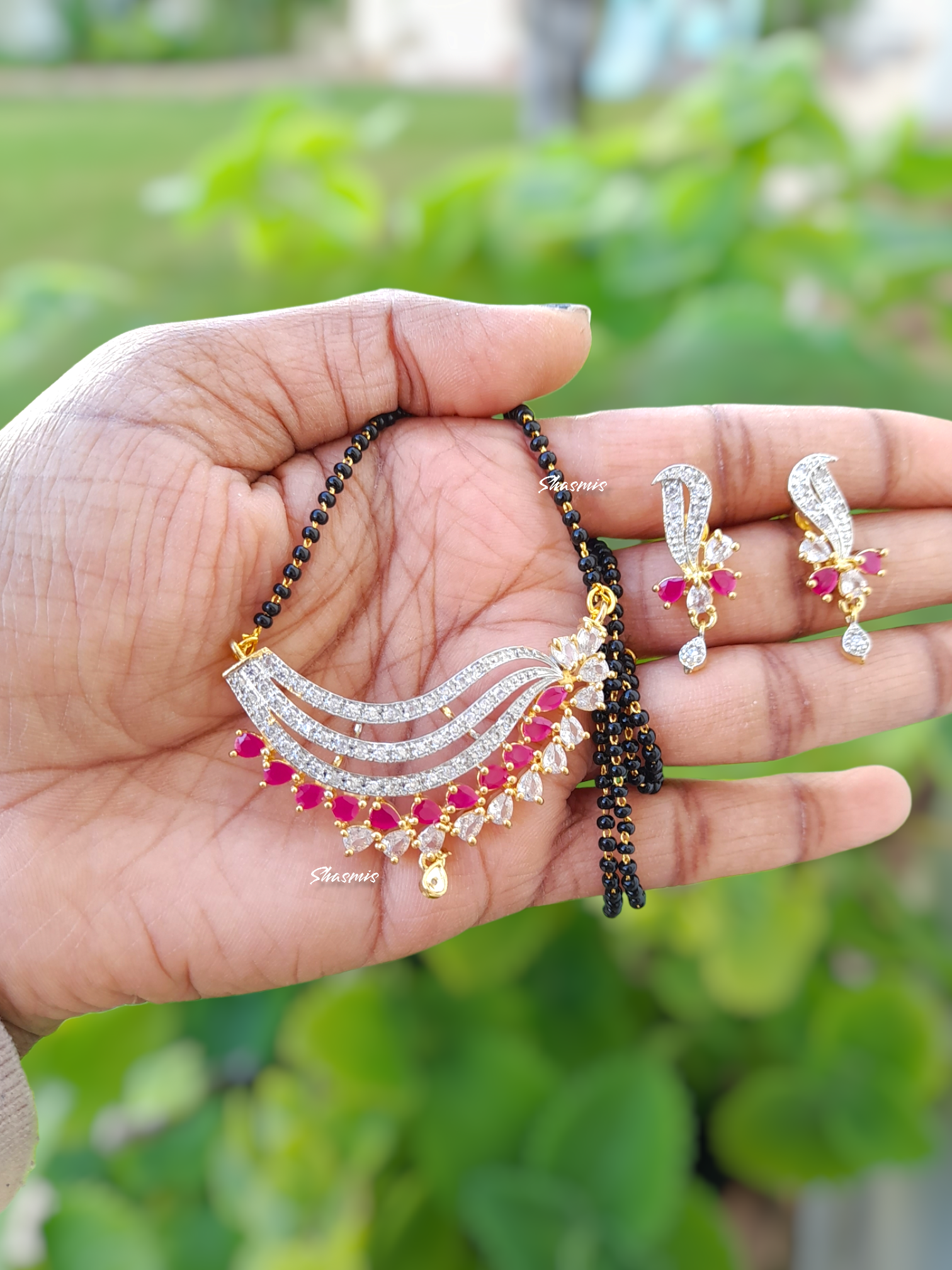 Ruby Stones American Diamond Mangalsutra
