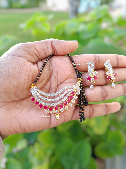 Ruby Stones American Diamond Mangalsutra