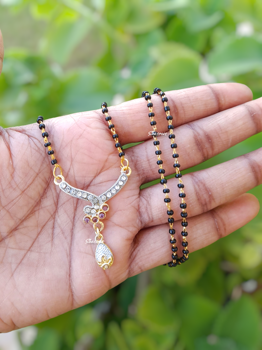 Flower Design Diamond Long Mangalsutra