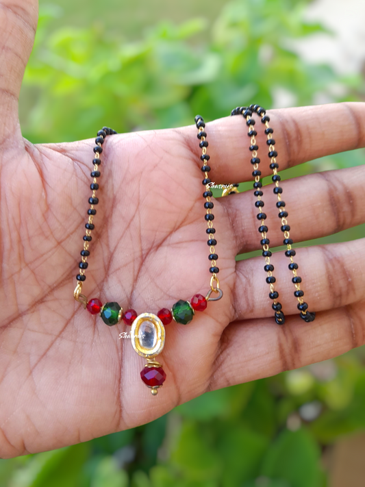 Kundan Stone Red and Green Beads Mangalsutra
