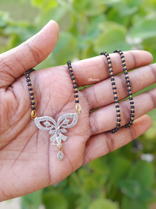 American Diamond Design Black Beads Mangalsutra