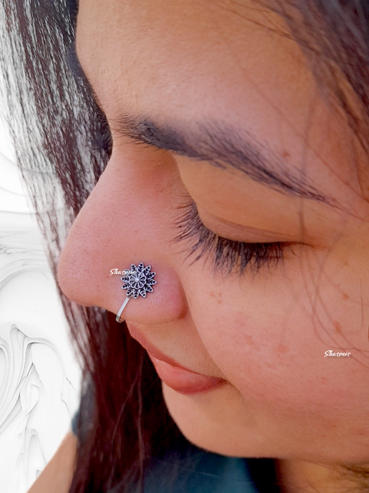 Silver Design Oxidised Nosepin