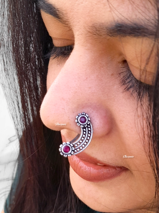 Silver Magenta Oxidised Nosepin