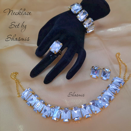 White Stone Necklace Combo Set