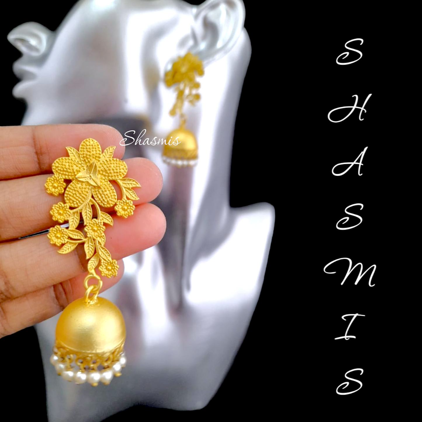 Gold Matte Finish Jhumka Earrings