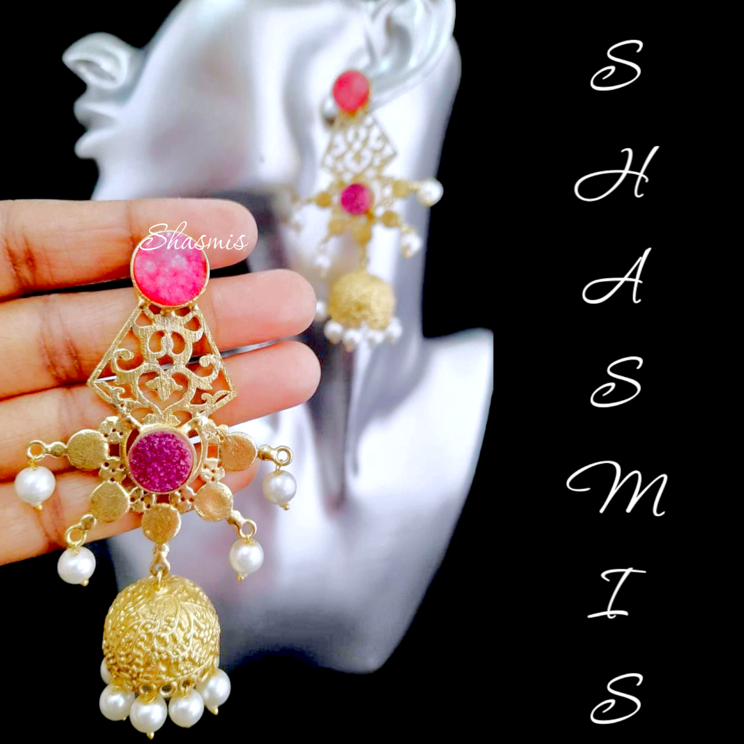 Pink Shade Jhumka Earrings