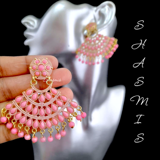 Pink Shade Layer Dangle Earrings