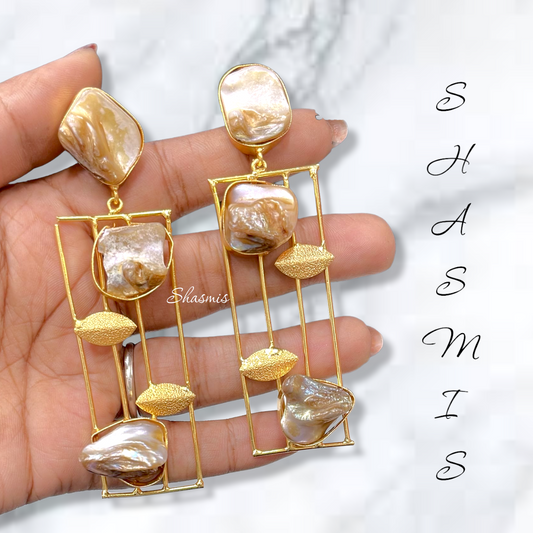 Gold Plated Fresh Water Pearls Earrings